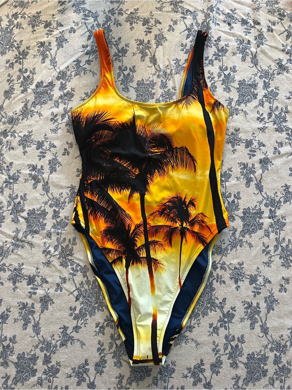 American Eagle Tropical Sunset One-Piece High Cut Swimsuit